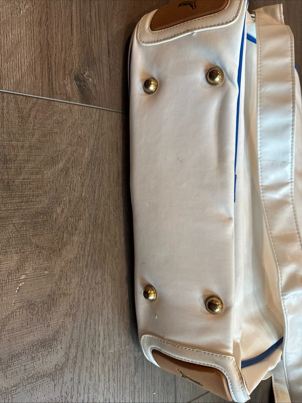 Vintage Puma White and Blue Shoulder Retro Bag